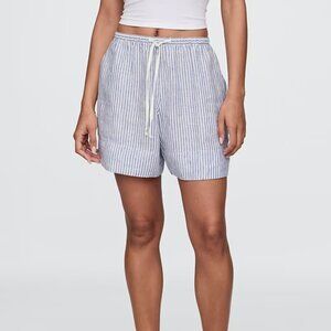 100% Linen Easy Shorts | GAP | Blue Stripes | Size S Tall | NWT